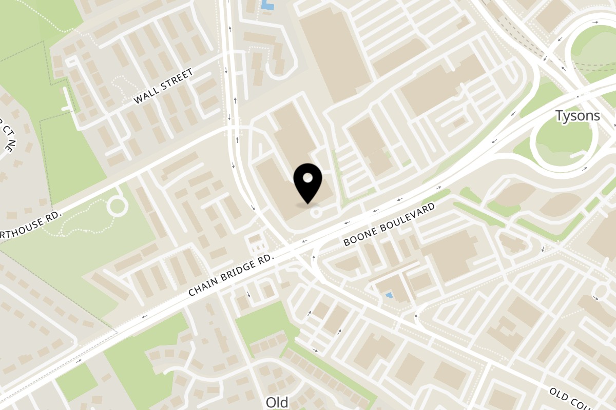 Map showing the location of Luna Empanadas on 2070 Chain Bridge Rd G45 in Vienna